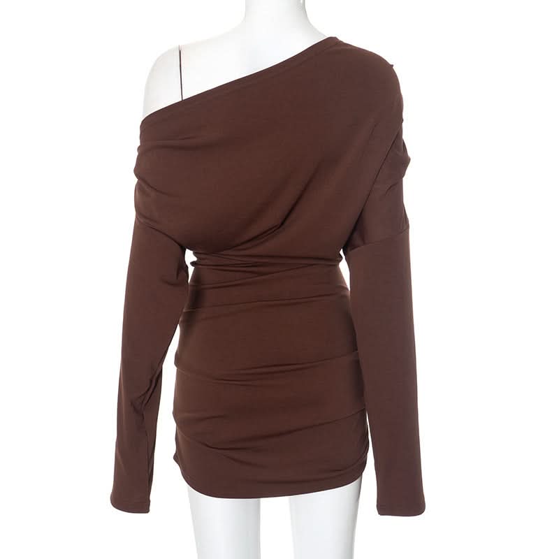 One shoulder long sleeve ruched mini dress | Festival Outfits Women