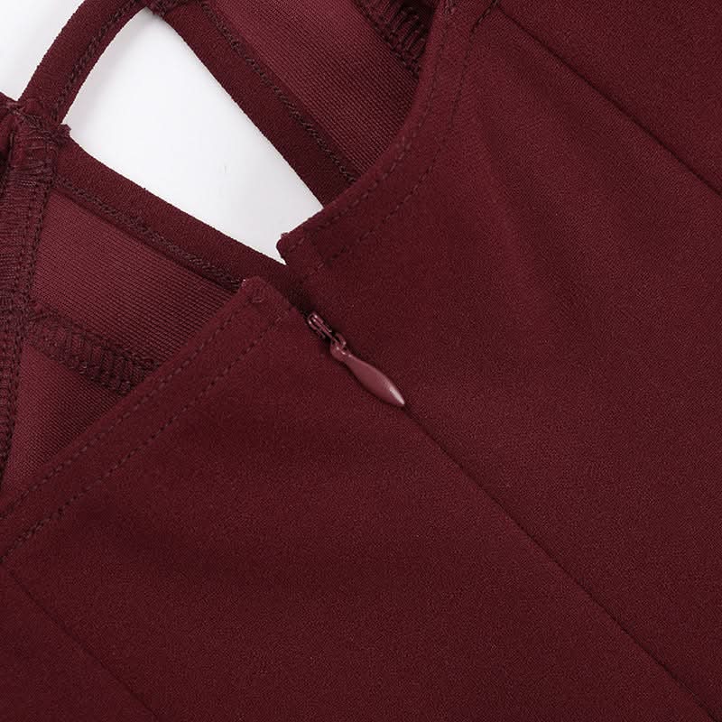 Ruched v neck zip-up cami mini dress | Festival Outfits Women
