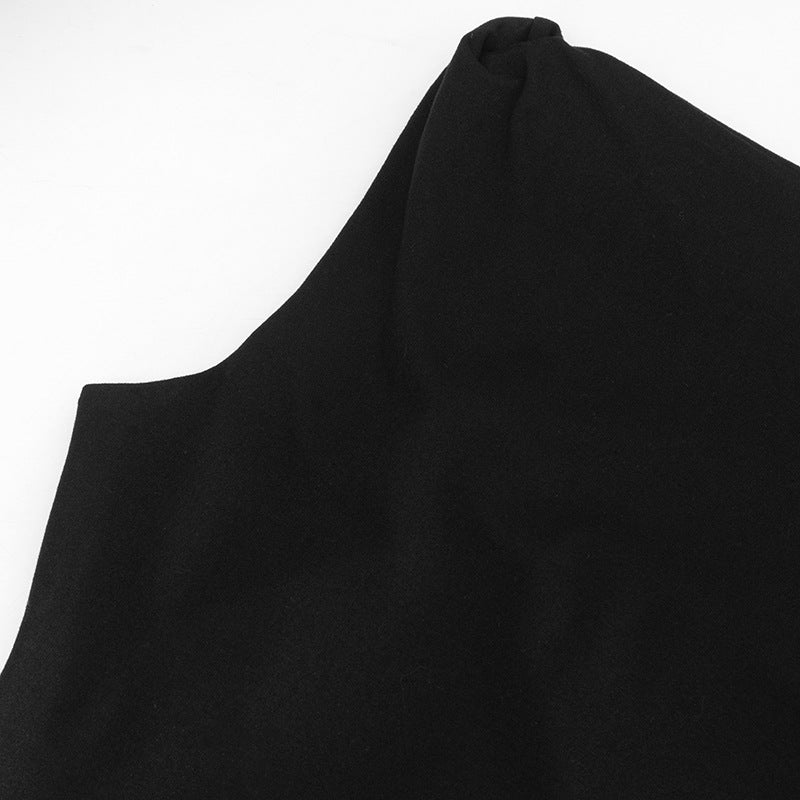 Self tie irregular one shoulder solid mini dress | Festival Outfits Women