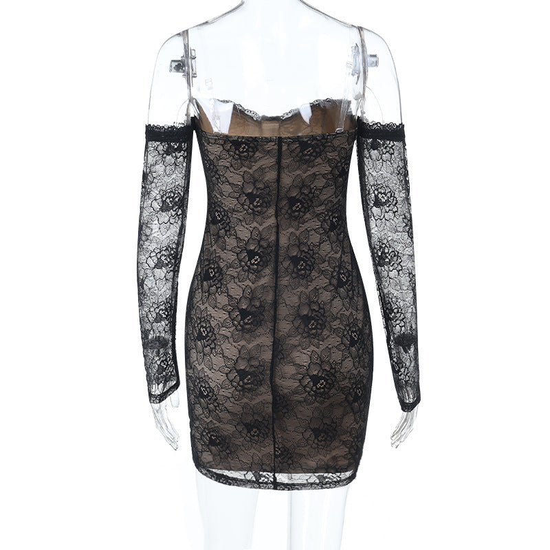 Long sleeve lace off shoulder mini dress | Festival Outfits Women