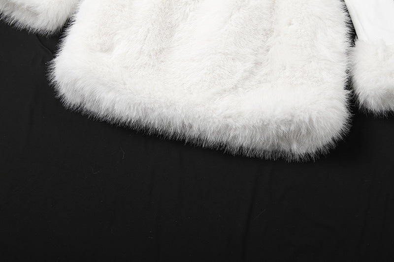 Off shoulder long sleeve fluffy mini dress | Festival Outfits Women