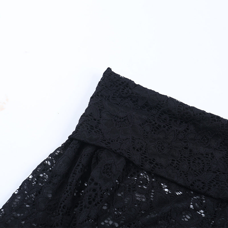 Long sleeve lace irregular off shoulder mini dress | Festival Outfits Women