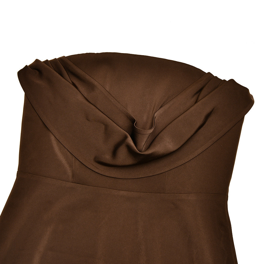Ruched zip-up backless solid tube mini dress | Festival Outfits Women
