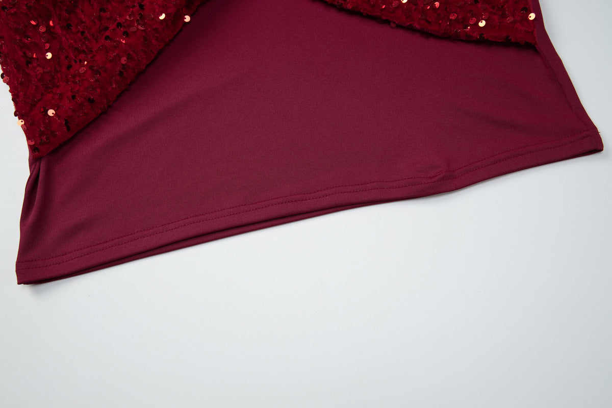 Glitter ruched button halter backless mini dress | Festival Outfits Women