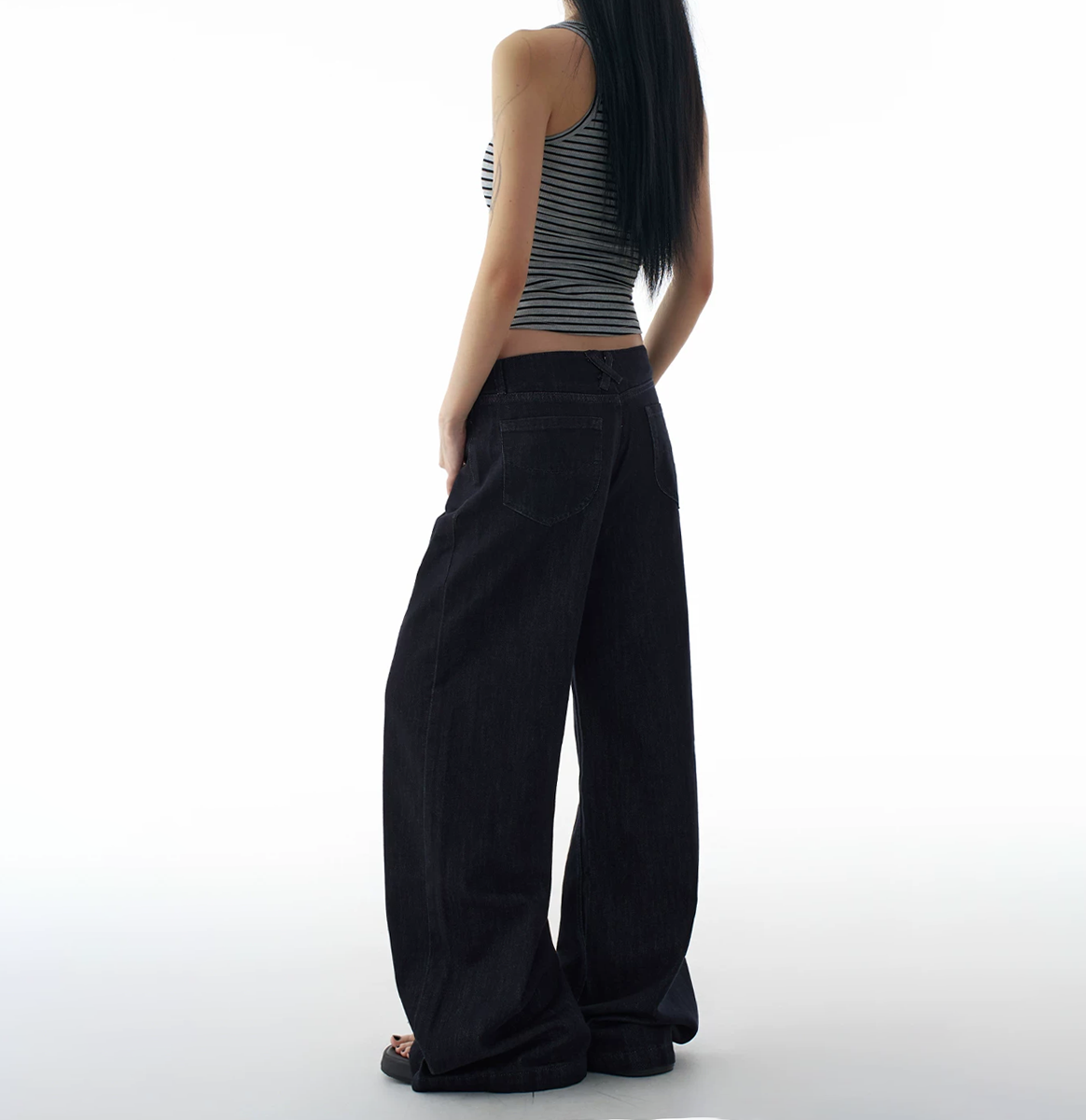 Pocket solid low rise straight leg | Baggy Low Rise Jeans | Festival Outfits Women