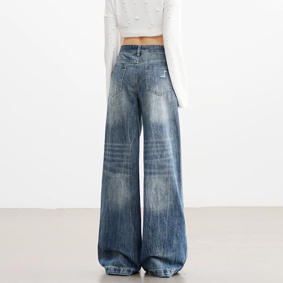 Lightning pattern button zip-up low rise straight leg | Baggy Low Rise Jeans | Festival Outfits Women