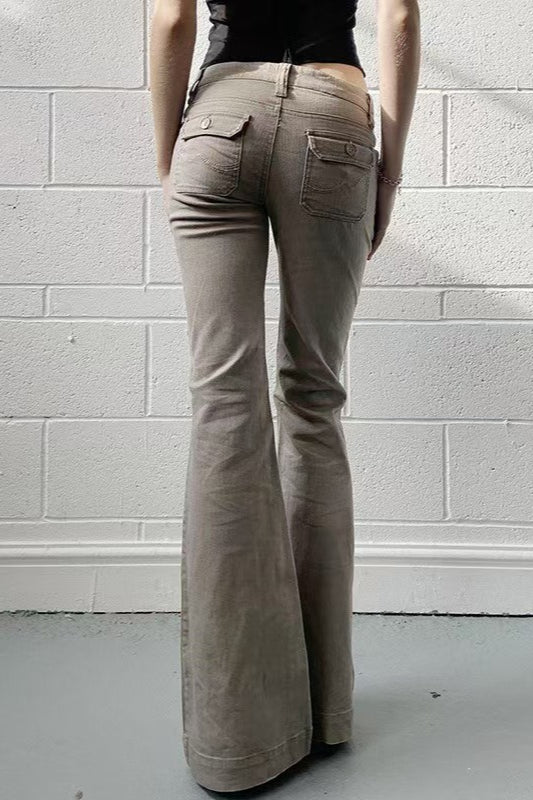 Edgy Low Waist Utility Bootcut Jeans