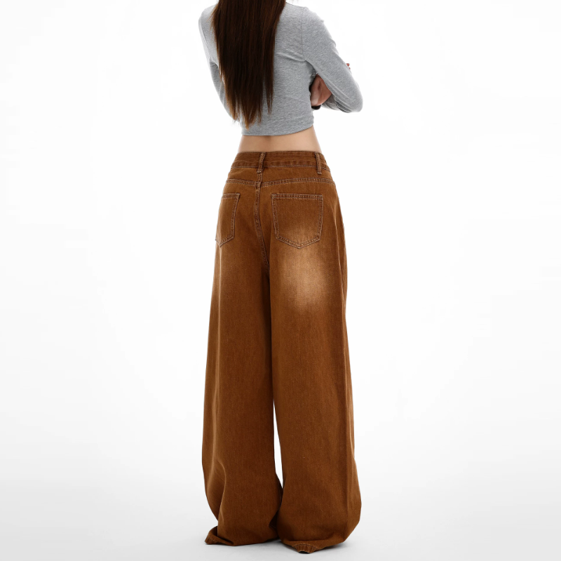 Zip-up button low rise straight leg | Baggy Low Rise Jeans | Festival Outfits Women