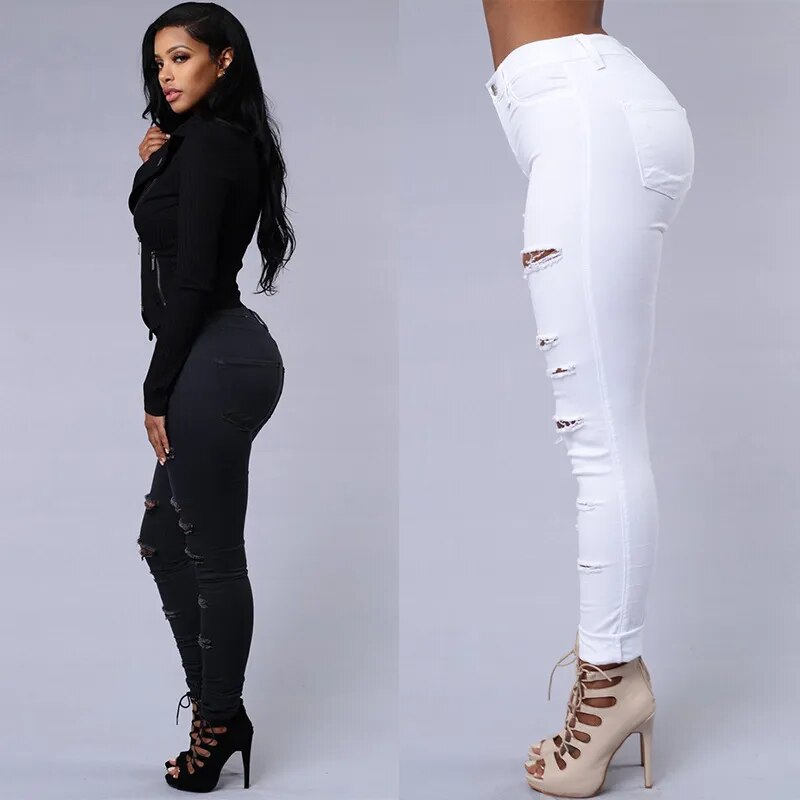 Women's Casual Skinny High-Waisted Ripped Jeans | Great for Casual Days