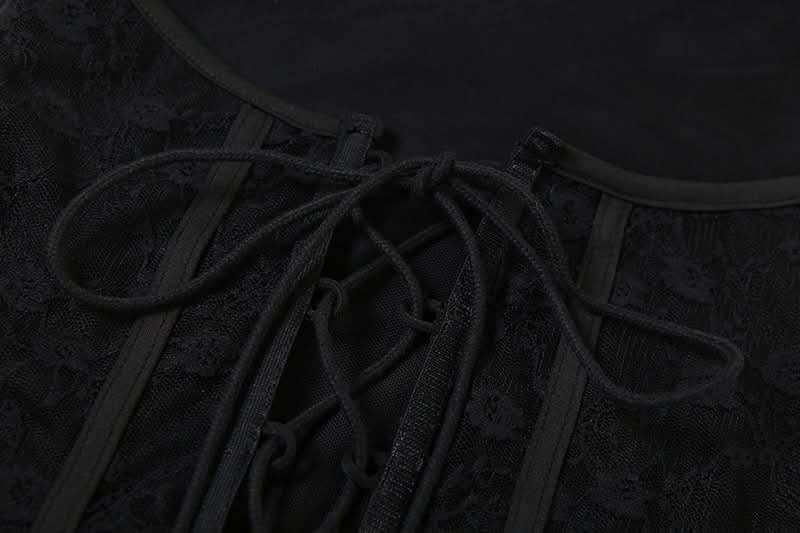 Ruffle mesh corset lace up mini dress | Festival Outfits Women