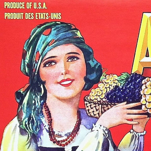 ANGELINA ZINFANDELS Grape Crate Label 1940s