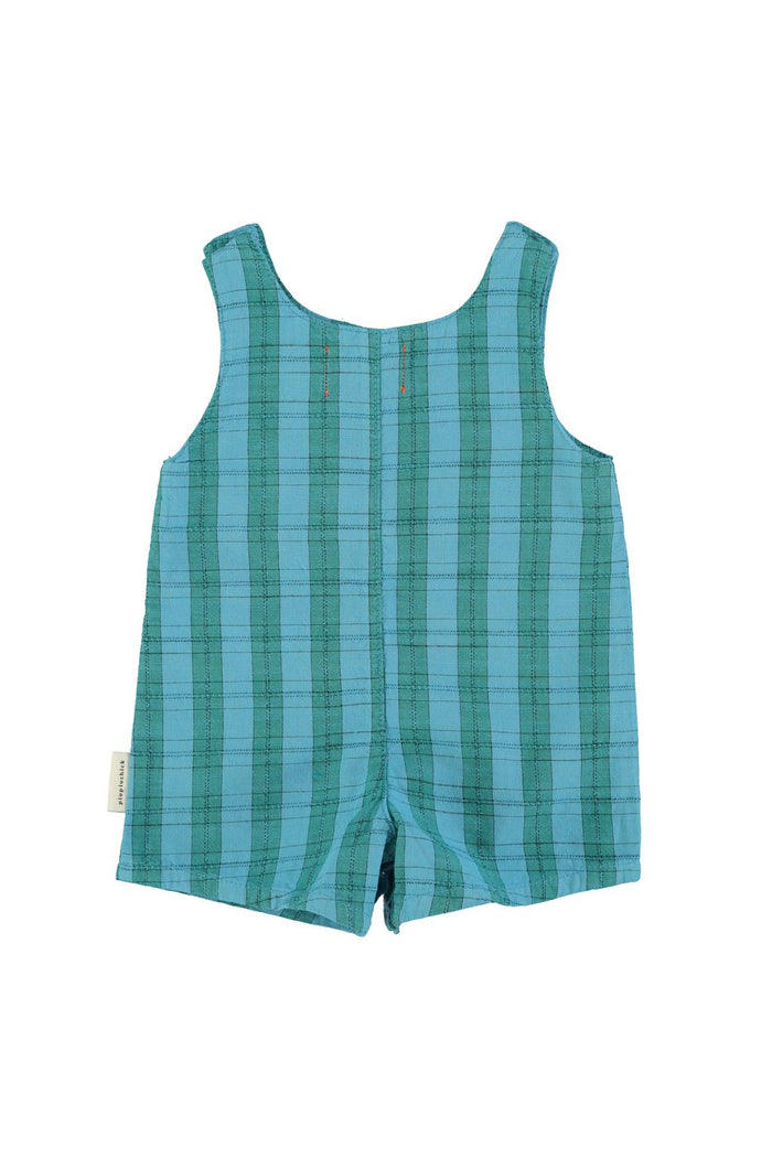Baby Short Jumpsuit in Blue & Green Checkered