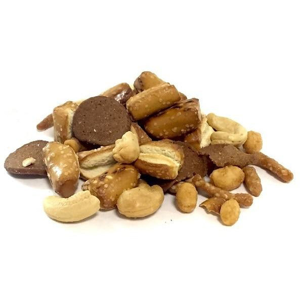 Broad Street Bites Mix includes Pretzel Nibs. Rye bagel chips, Honey Roasted Peanuts, Roasted & Salted Cashews, & Honey Roasted Sesame Sticks