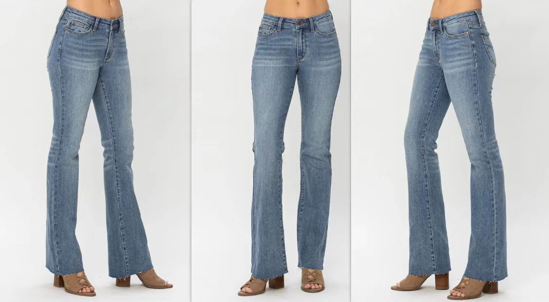 Women Fashion Casual Tight Flared Jeans