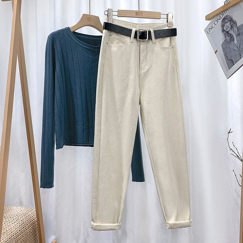 Women Casual High Waist Straight Jeans