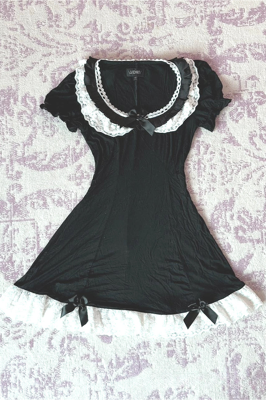 Sweet Lace Ruffle Waist Mini Dress