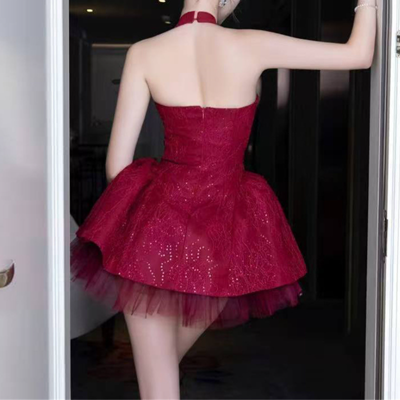 Halter square neck mesh zip-up glitter mini dress | Festival Outfits Women