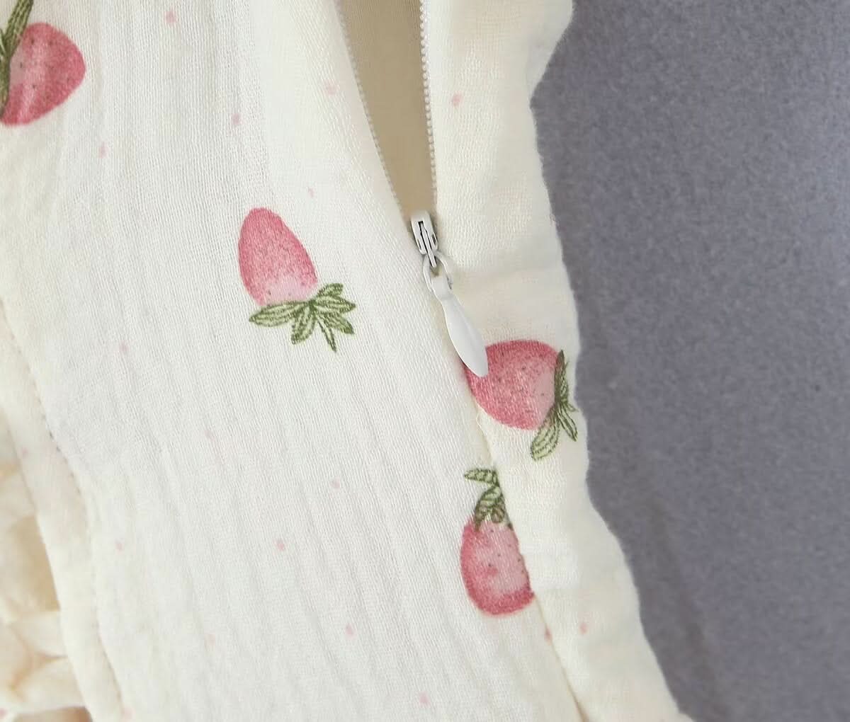 Square neck strawberry print lace up cami mini dress | Festival Outfits Women