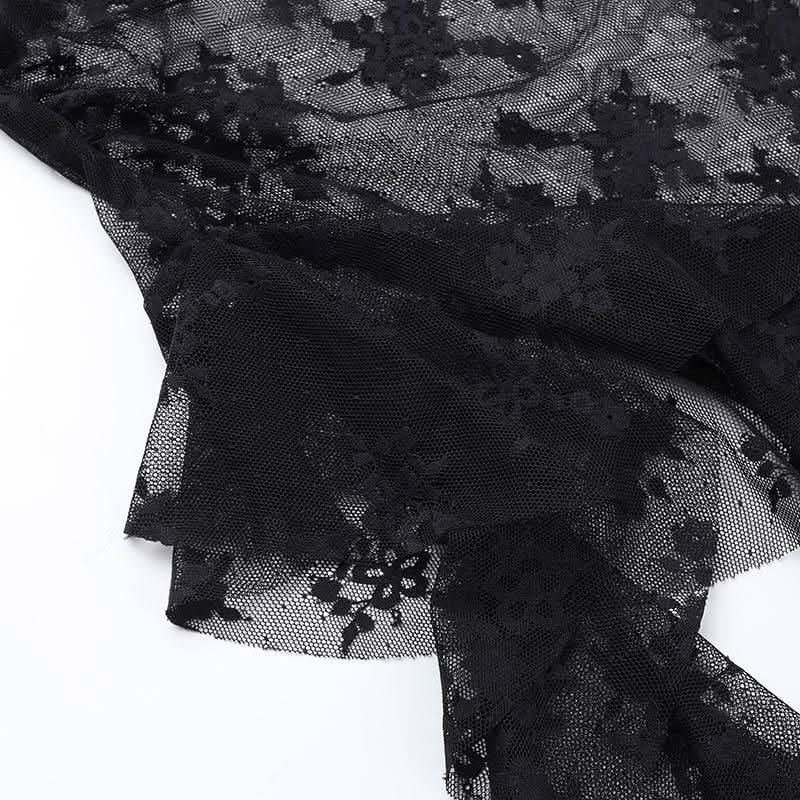 Lace cross applique irregular tube mini dress | Festival Outfits Women