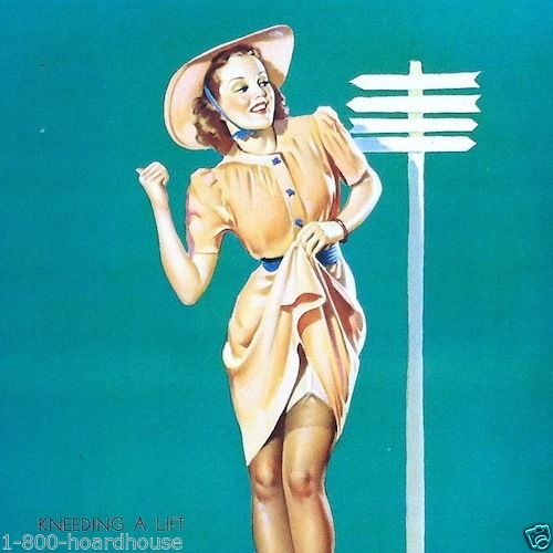 KNEEDING A LIFT Elvgrin Pinup Art Lithograph Print 1940s
