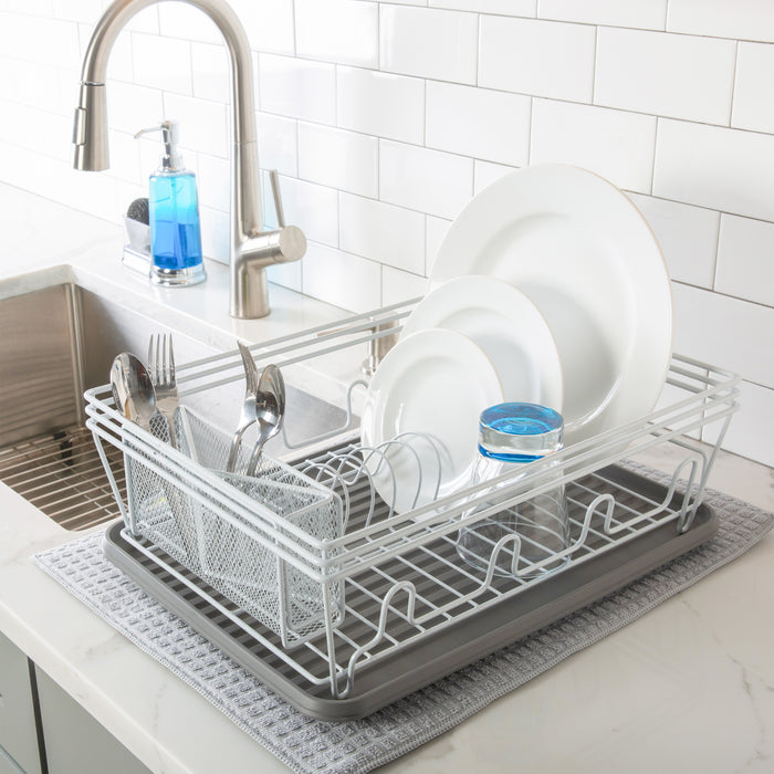 Laura Ashley Speckled Dish Rack Set-White