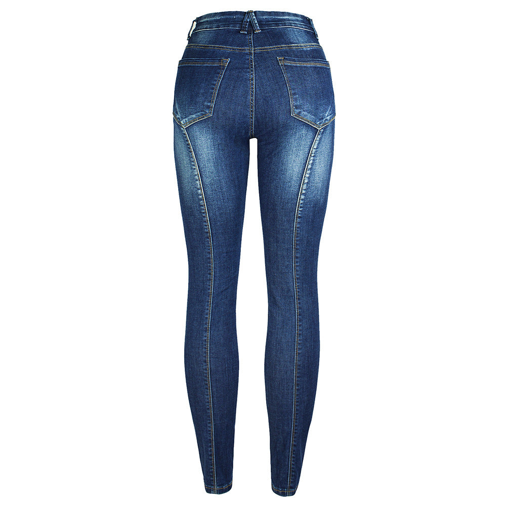 Women Fashion Casual Slim-Fit Jeans