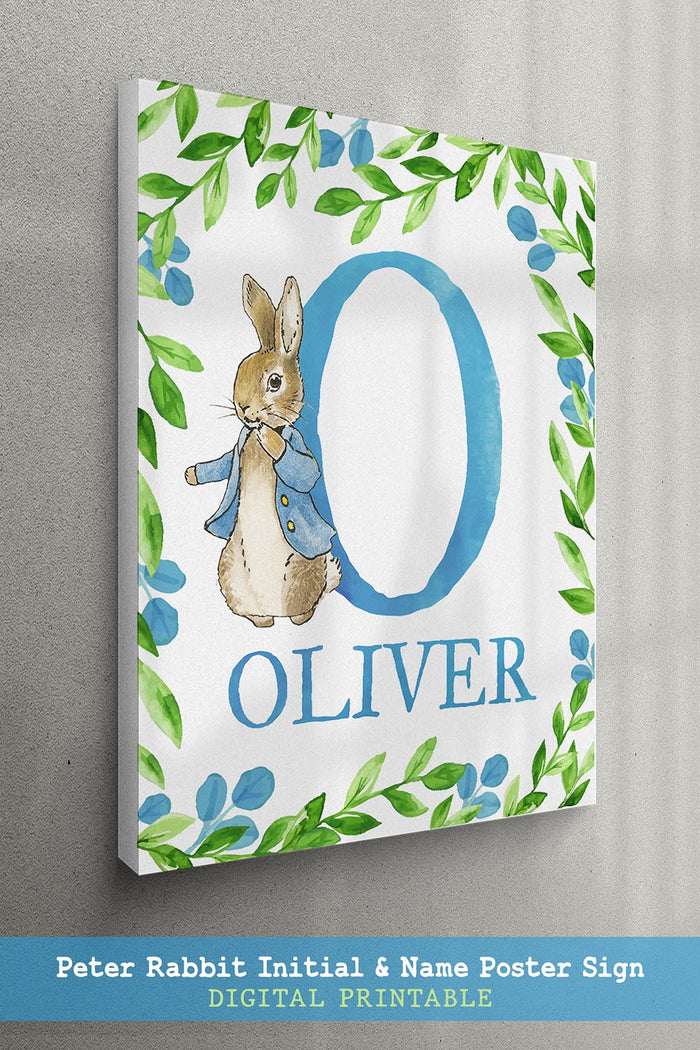 Peter Rabbit Initial and Name Poster Sign Printable - Jolly Owl Designs