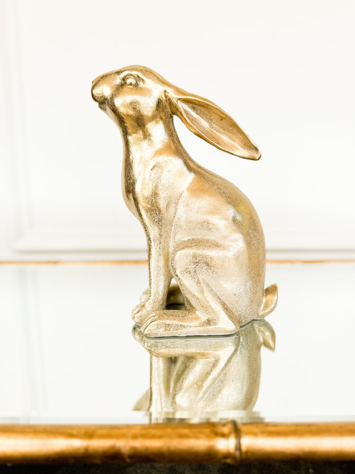 Set Of Two Gold Bunnies