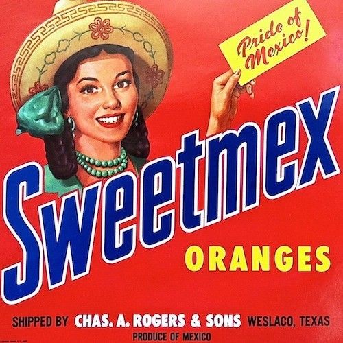 SWEETMEX ORANGES Citrus Fruit Crate Label