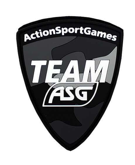 Team ASG Patch i sort multicam camouflage.