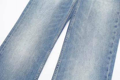 Women's Vintage Mid Waist Straight Leg Jeans with Lace Up Style | Great for All Seasons