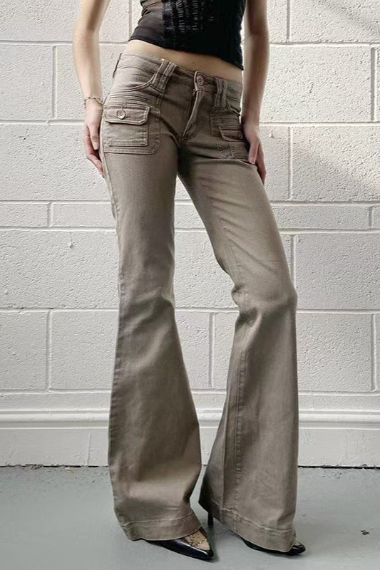 Edgy Low Waist Utility Bootcut Jeans