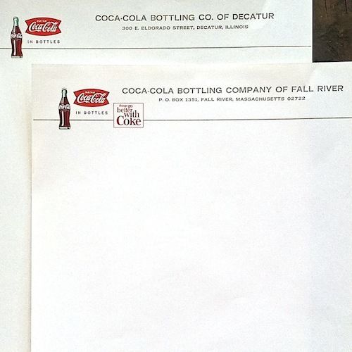 COCA-COLA Bottlers Plant Coke Letterhead Stationary 1950s