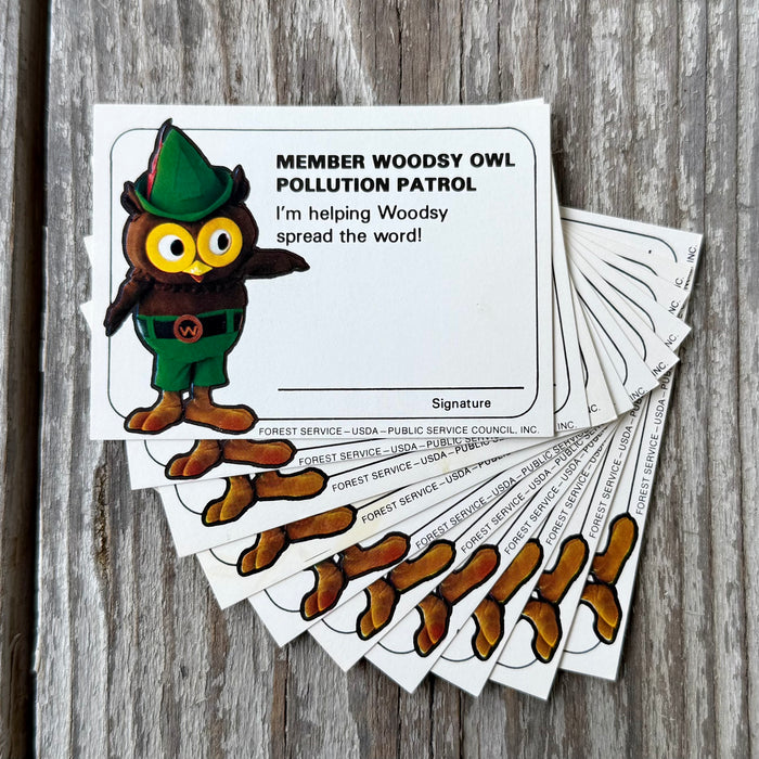 10 Original 1970s WOODSY OWL MEMBERSHIP CARD Pollution Control SPREAD WORD Lot