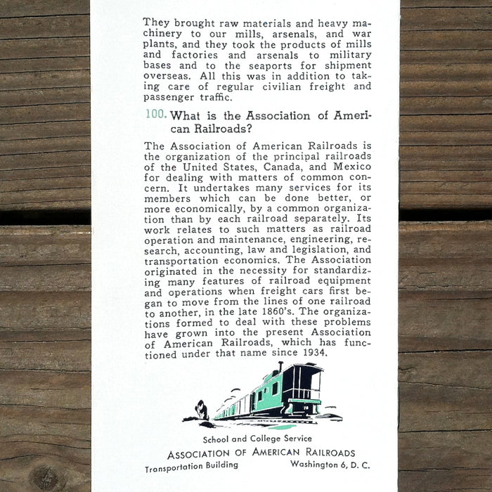 QUIZ JR Railroad Questions Answers Booklet 1955
