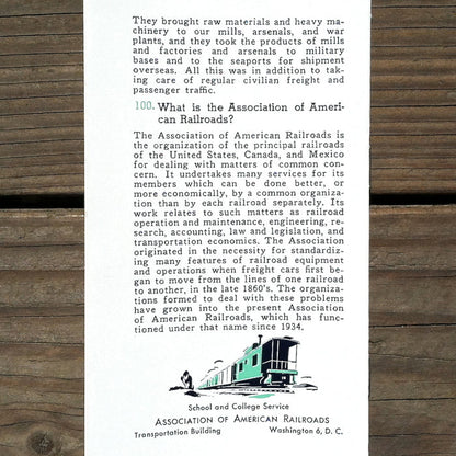 QUIZ JR Railroad Questions Answers Booklet 1955