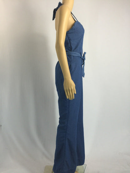 Sexy Jeans Women Slim Fit Casual Jumpsuit Containing Belt