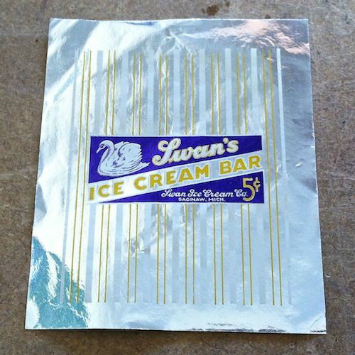 130 WHOLESALE 1950s Original SWAN'S ICE CREAM BAR Silver Foil Wrappers BULK LOT