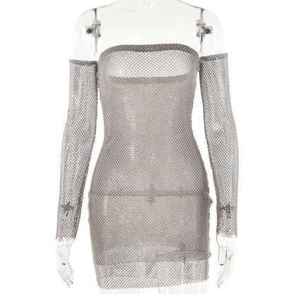 Beaded fishnet tube mini dress  | Festival Outfits Women