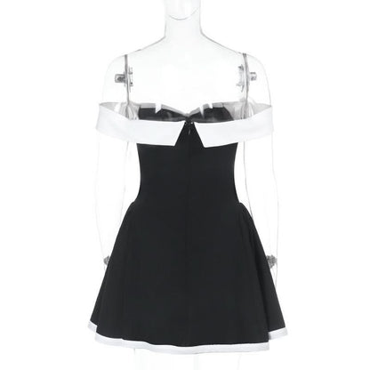 Off shoulder zip-up contrast tube mini dress  | Festival Outfits Women