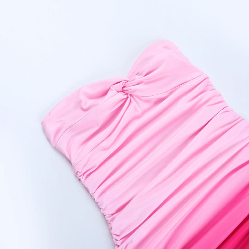 Gradient ruched self tie tube mini dress  | Festival Outfits Women