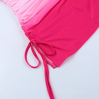 Gradient ruched self tie tube mini dress  | Festival Outfits Women