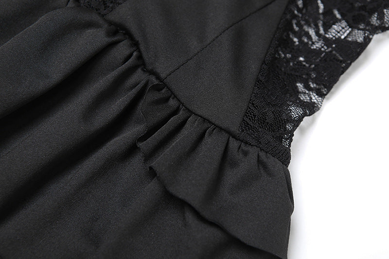 Sweetheart neck button ruffle lace mini dress  | Festival Outfits Women