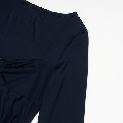 Hollow out long sleeve ruched solid cut out mini dress  | Festival Outfits Women