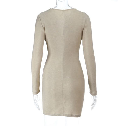 V neck ruched long sleeve mini dress  | Festival Outfits Women