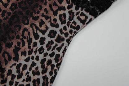 Leopard print v neck lace hem cami mini dress  | Festival Outfits Women  | Leopard Print Mini Dress