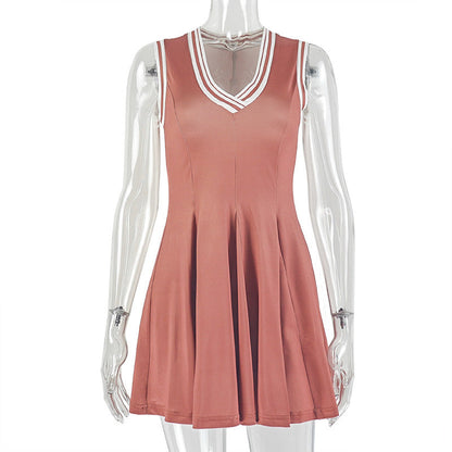 V neck sleeveless contrast mini dress  | Festival Outfits Women