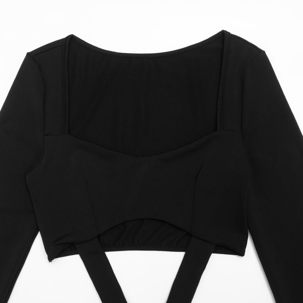 Long sleeve ruched hollow out cut out mini dress  | Festival Outfits Women