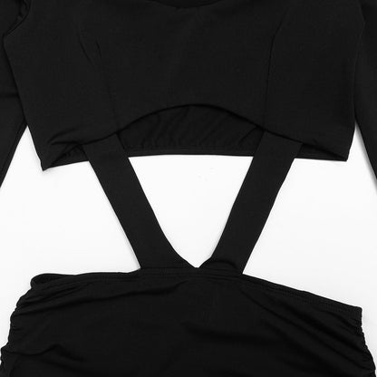 Long sleeve ruched hollow out cut out mini dress  | Festival Outfits Women
