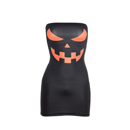 Letter print contrast backless tube mini dress  | Festival Outfits Women